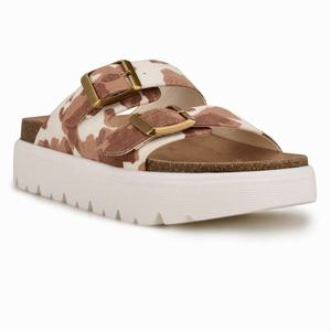 Nine West Simplee Platform Slides - Brown - Ireland (WR9153206)